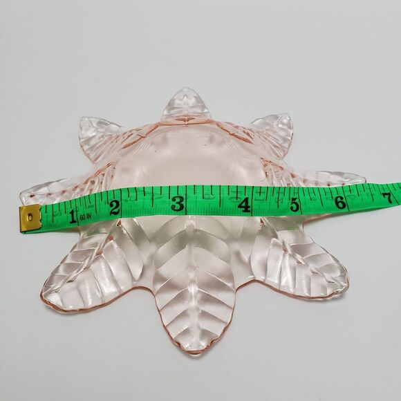 Vintage Light Pink Snowflake Glass Hobnail Bon Bon Candy Trinket Dish 7 Inches - Picture 8 of 8